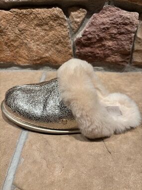UGG Metallic Gold Sheepskin Lined Mule Slippers